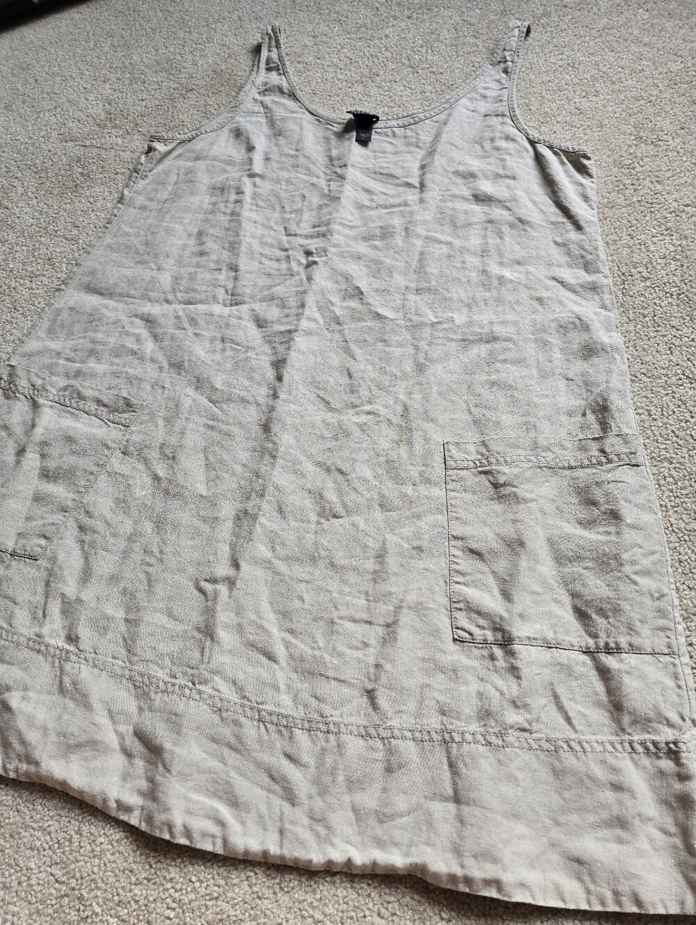 Eileen Fisher Natural Oatmeal Organic Linen Tunic Dress With Pockets Size Large - Picture 2 of 10